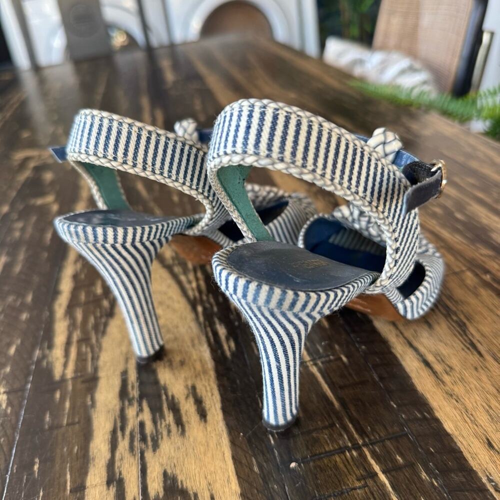 FENDI Striped Peep-Toe Heels (AUTHENTIC) Size 37.5 (US 7.5) - Picture 11 of 17